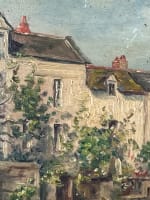 Beau tableau ancien vue de rue propriété village signé Marie Sourice Anjou Loire - Miniature 3