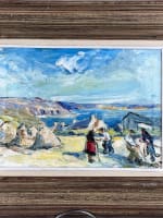 Beau tableau ancien paysage animé bord de mer Bretagne signé Forest Art Déco - Miniature 7