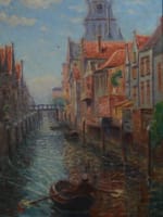 Beau tableau impressionniste huile s. toile XIXe par Dambourgez ville du nord - Miniature 4