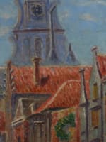 Beau tableau impressionniste huile s. toile XIXe par Dambourgez ville du nord - Miniature 7