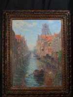 Beau tableau impressionniste huile s. toile XIXe par Dambourgez ville du nord - Miniature 11