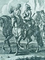 Belle gravure ancienne 17e chevaux cavalier Rugendas Riginder Augsburg engraving - Miniature 3