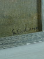 Beau tableau ancien ferme normande animée fillette jouet poule signé Couturier - Miniature 10