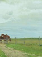 Tableau ancien signé Joakim Skovgaard chevaux dans un paysage 19ème Danemark - Miniature 5