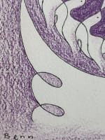 Beau dessin signé Benn plume et pastel allégorie aux colombes Israël Judaïca - Miniature 3