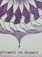 Beau dessin signé Benn plume et pastel allégorie aux colombes Israël Judaïca - Miniature 4