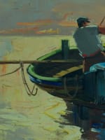 Ancien tableau marine bateau marin golfe de Saint-Tropez le soir Ludovic HST - Miniature 5