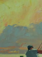 Ancien tableau marine bateau marin golfe de Saint-Tropez le soir Ludovic HST - Miniature 7