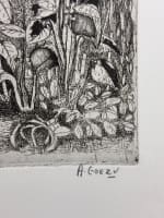 Ancienne gravure épreuve d'artiste André Goezu feuillages école de Paris - Miniature 4