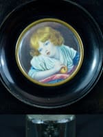 Tableau ancien miniature l'enfant et la pomme d'après Greuze signé encadré - Miniature 2
