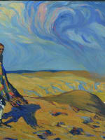 Tableau ancien paysage animé 1916 paysage Pays Basque Aragon R. Gomez Gimeno - Miniature 4