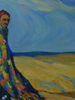 Tableau ancien paysage animé 1916 paysage Pays Basque Aragon R. Gomez Gimeno - Miniature 5