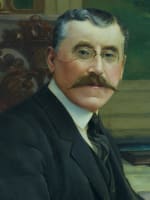 Beau tableau ancien intérieur portrait homme chevalière notable à son bureau - Miniature 5