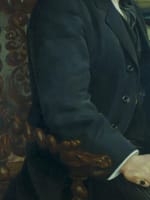 Beau tableau ancien intérieur portrait homme chevalière notable à son bureau - Miniature 8