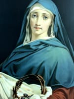 Grande lithographie gravure religieuse XIXe Vierge des Douleurs Lazerges / Pingot - Miniature 1