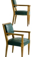 Ancienne paire de fauteuil 1950 cuir chêne administration esp. Arbus design x 2 - Miniature 4