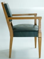 Ancienne paire de fauteuil 1950 cuir chêne administration esp. Arbus design x 2 - Miniature 5