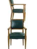 Ancienne paire de fauteuil 1950 cuir chêne administration esp. Arbus design x 2 - Miniature 12