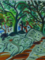 Beau tableau moderne paysage synthétique bord de mer signé Bonin Pissarro HST - Miniature 8