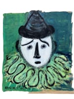 Tableau ancien Maillols portrait clown blanc expressionniste chat art moderne - Miniature 4