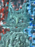 Tableau ancien Maillols portrait clown blanc expressionniste chat art moderne - Miniature 7