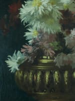 Grand tableau ancien Alexandre Serres Toulouse nature morte vase Dahlia œillets - Miniature 4