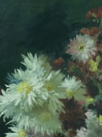 Grand tableau ancien Alexandre Serres Toulouse nature morte vase Dahlia œillets - Miniature 7