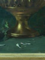 Grand tableau ancien Alexandre Serres Toulouse nature morte vase Dahlia œillets - Miniature 9
