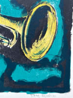 Ancienne lithographie musique trio jazz 1960 tony Agostini Louis Armstong - Miniature 4