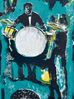 Ancienne lithographie musique trio jazz 1960 tony Agostini Louis Armstong - Miniature 5