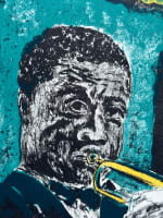 Ancienne lithographie musique trio jazz 1960 tony Agostini Louis Armstong - Miniature 6