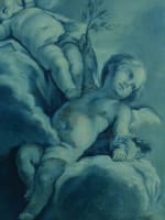 Ancien tableau amour portrait putti anges nuées ciel Ec. François Boucher 18ème - Miniature 4