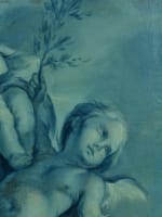 Ancien tableau amour portrait putti anges nuées ciel Ec. François Boucher 18ème - Miniature 8