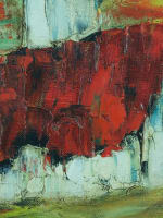 Beau tableau modern expressionniste D'Anty paysage maison toit rouge peinture - Miniature 4