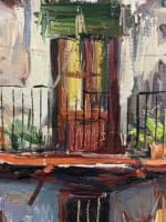 Ancien tableau impressionniste cour de maison et jardin en Espagne Joan Soler - Miniature 7