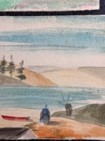 Anciennes aquarelles Gabrielle Bellocq vers 1960 paysage de campagne et Bretonne - Miniature 2