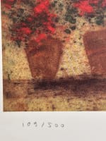 Ancien tirage limité 1989 Gabrielle Bellocq La Fenêtre Géraniums impressionniste - Miniature 3