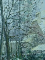 Beau tableau impressionniste effet de neige paysage Oise moulin Giran-Max HST 19e - Miniature 3