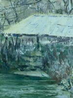 Beau tableau impressionniste effet de neige paysage Oise moulin Giran-Max HST 19e - Miniature 9