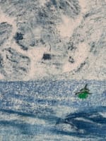 Ancien petit pastel impressionniste Gabrielle Bellocq marine bateaux ciel - Miniature 3