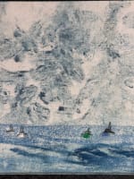 Ancien petit pastel impressionniste Gabrielle Bellocq marine bateaux ciel - Miniature 4