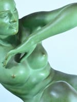 Grande statue art déco portrait de jeune femme nue Merval sv Le Verrier 85 cm - Miniature 4