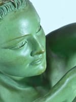 Grande statue art déco portrait de jeune femme nue Merval sv Le Verrier 85 cm - Miniature 5