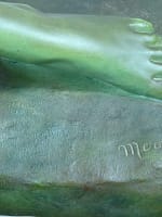 Grande statue art déco portrait de jeune femme nue Merval sv Le Verrier 85 cm - Miniature 7