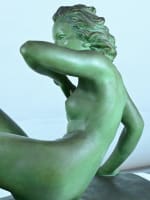 Grande statue art déco portrait de jeune femme nue Merval sv Le Verrier 85 cm - Miniature 10