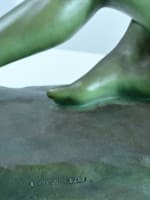 Grande statue art déco portrait de jeune femme nue Merval sv Le Verrier 85 cm - Miniature 12