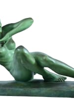 Grande statue art déco portrait de jeune femme nue Merval sv Le Verrier 85 cm - Miniature 14