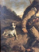 Tableau ancien berger breton, chien et son troupeau signé sv Evariste Luminais - Miniature 3