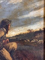 Tableau ancien berger breton, chien et son troupeau signé sv Evariste Luminais - Miniature 4