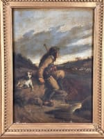 Tableau ancien berger breton, chien et son troupeau signé sv Evariste Luminais - Miniature 6